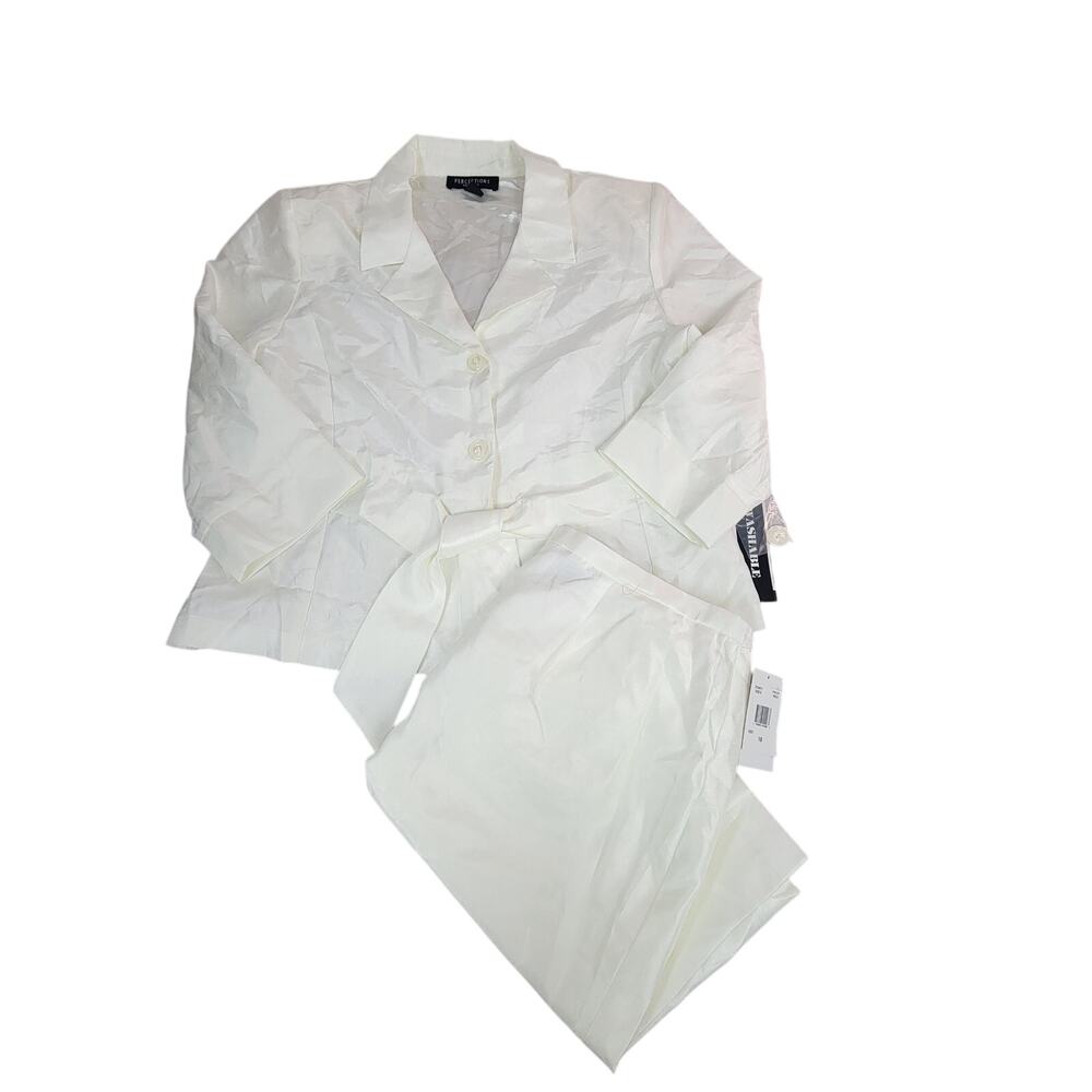 Perceptions New York 2 PC Skirt Suit Set White Size 18 NWT Blazer